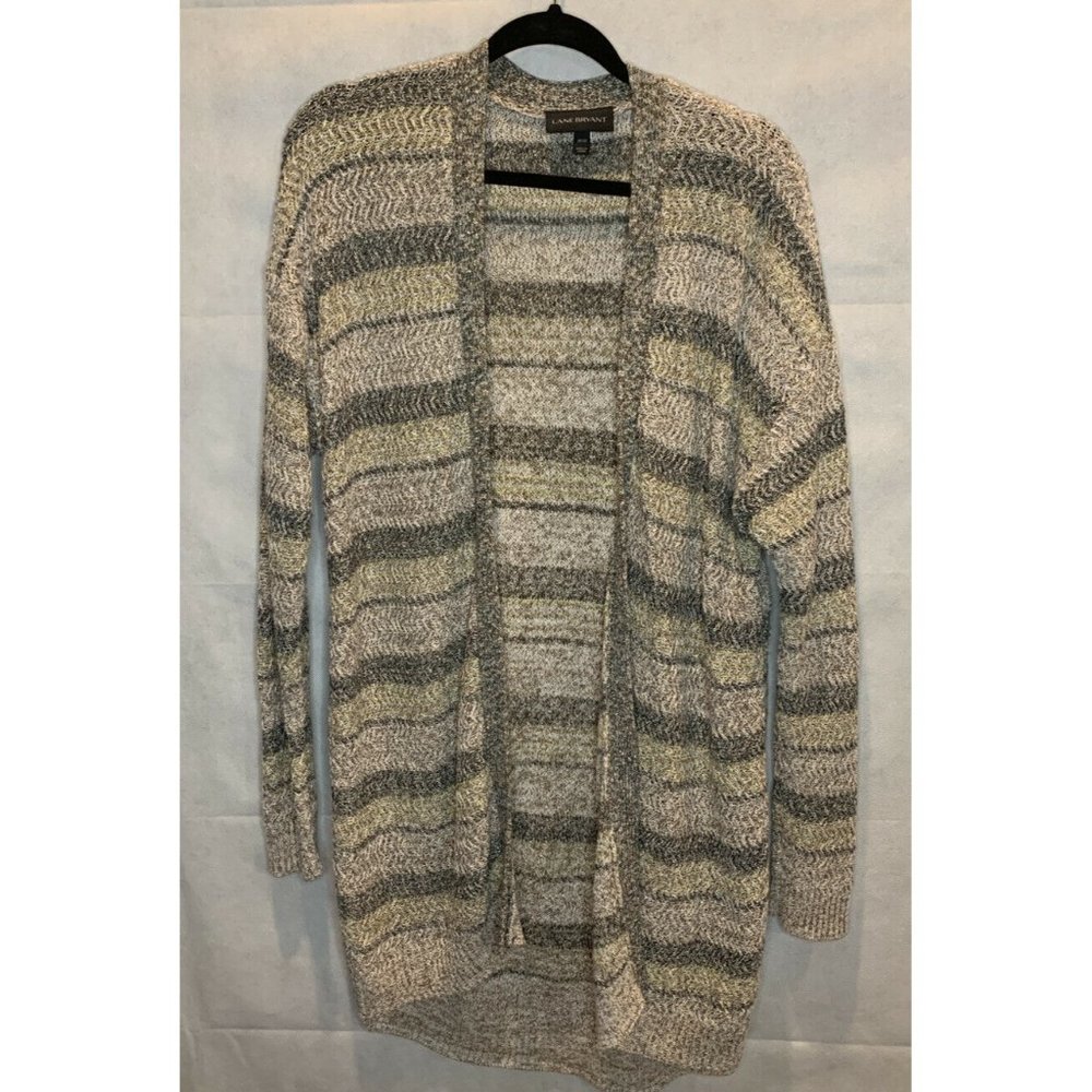 NEW LANE BRYANT TEXTURED METALLIC STRIPE OVERPIECE CARDIGAN SWEATER SIZE 18/20